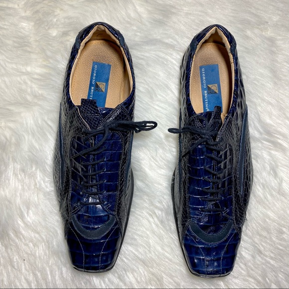SOLD! 10 Giorgio Brutini Rare Blue Genuine Snake skin Oxford DJ Rectangle P-ownd - Picture 2 of 7